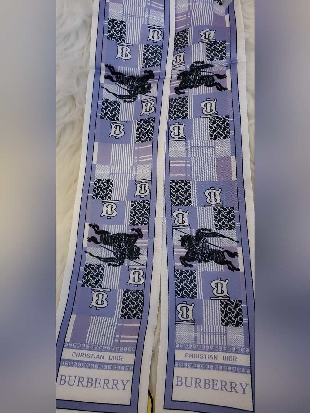 100% Silk Lavender and Black Bag Twilly, Scarf